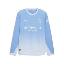 Męska autentyczna koszulka domowa z długim rękawem Manchester City 26/27 PUMA. Niebieskie t-shirty sportowe męskie Puma, m, z materiału, bez ramiączek, do piłki nożnej. Za 689.00 zł.