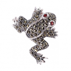 PIXI Srebrna broszka z markazytami, żabka. Szare broszki damskie Braccatta, z markazytem, srebrne. Za 255.00 zł.