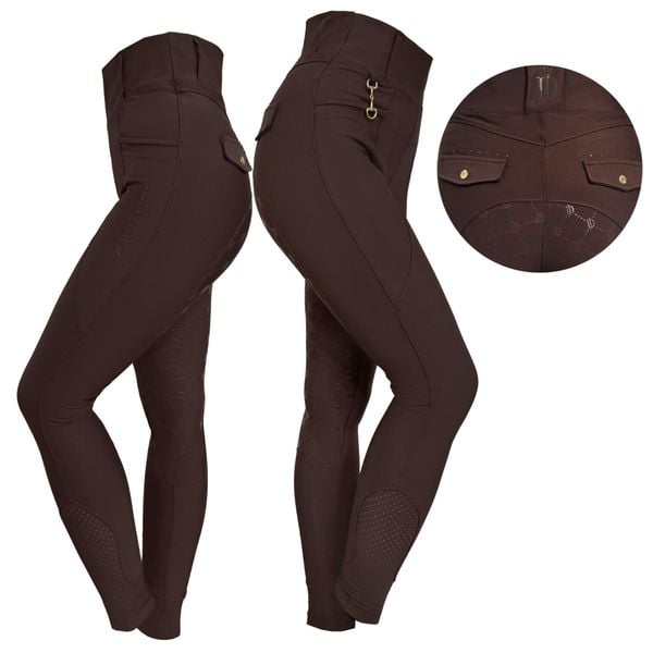 Legginsy jeździeckie JD ATTACK Vanessa. Brązowe legginsy damskie JD ATTACK, l, bez wzorów, z elastanu. Za 319.99 zł.
