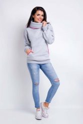 Szara Bluza Kangurka z Szerokim Golfem. Szare bluzy bez kaptura damskie Awama, l, z bawełny. Za 181.90 zł.