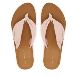 Japonki Tommy Hilfiger. Czerwone klapki damskie Tommy Hilfiger, bez wzorów, bez obcasa. Za 229.99 zł.