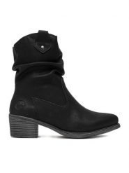 Rieker Kowbojki CEO-73170-00 Czarny. Czarne botki damskie Rieker, z materiału, bez obcasa, na słupku, bez zapięcia. Za 359.99 zł.