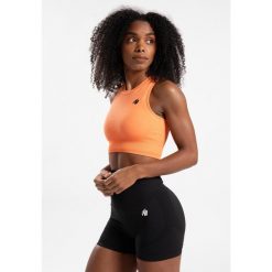 Olivia Bezszwowe Crop Top - Peach. Brązowe topy sportowe damskie GORILLA WEAR, l, bez wzorów, bez ramiączek. Za 191.00 zł.