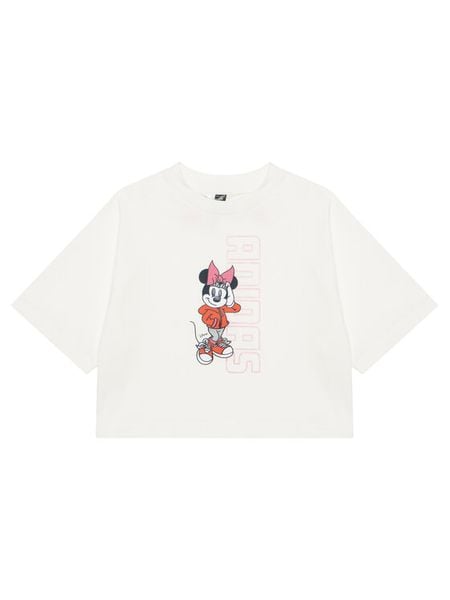 Adidas T-Shirt Disney Minnie Mouse JL9191 Biały Loose Fit. Białe koszulki dziewczęce Adidas, bez wzorów, z bawełny, bez ramiączek. Za 79.99 zł.