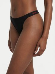 HUGO Stringi 50557094 Czarny. Czarne stringi damskie Hugo, s, bez wzorów, z bawełny. Za 89.99 zł.