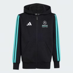 BLUZA Z KAPTUREM MERCEDES - AMG PETRONAS FORMULA 1 TEAM DNA FULL ZIP. Czarne bluzy sportowe damskie Adidas, bez wzorów, z bawełny, bez ramiączek, z kapturem. Za 239.00 zł.