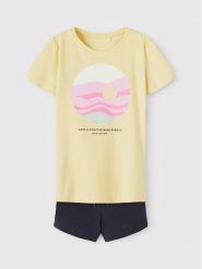 NAME IT Komplet t-shirt i spodenki 13198483 Żółty Regular Fit. Żółte koszulki dziewczęce Name it, bez wzorów, z bawełny, bez ramiączek. Za 79.99 zł.