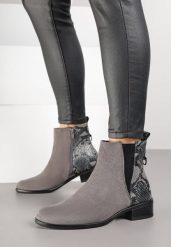 Szare Botki Sztyblety z Elastyczną Wstawką Verithelle. Szare botki damskie Born2be, z jeansu, eleganckie, bez obcasa, na obcasie, bez zapięcia. Za 179.99 zł.