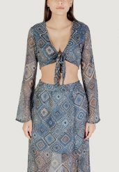 Stanik opaska Kobieta ONLY Onlasta Life L/S Tie Top Wvn. Niebieskie biustonosze Only, bez wzorów. Za 145.90 zł.