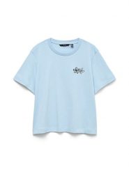 Vero Moda Koszulka w kolorze błękitnym rozmiar: L. Niebieskie bluzki damskie Vero Moda, l, bez wzorów, z bawełny, bez kołnierzyka. Za 65.85 zł.