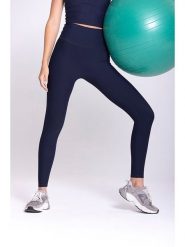 Onamaste Legginsy sportowe "Lotus" w kolorze granatowym rozmiar: L/XL. Niebieskie legginsy damskie Onamaste, l, bez wzorów, z materiału. Za 122.38 zł.