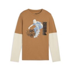 Młodzieżowa warstwowa koszulka MID90s z długim rękawem PUMA Melted Caramel Brown. Brązowa bluzki damskie Puma, m, bez wzorów, młodzieżowe, bez kołnierzyka, bez ramiączek. Za 129.00 zł.