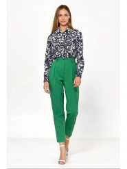 Nife Spodnie w kolorze zielonym rozmiar: 40. Zielone spodnie materiałowe damskie Nife, bez wzorów, z materiału, z podwyższonym stanem. Za 150.02 zł.