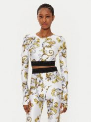Versace Jeans Couture Bluzka 78HAH218 Biały Slim Fit. Białe bluzki damskie Versace Jeans Couture, bez wzorów, z jeansu, bez ramiączek. Za 469.99 zł.