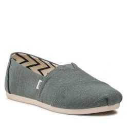 Półbuty Toms. Zielone półbuty damskie Toms, bez wzorów, bez obcasa, na płaskiej podeszwie. Za 139.99 zł.