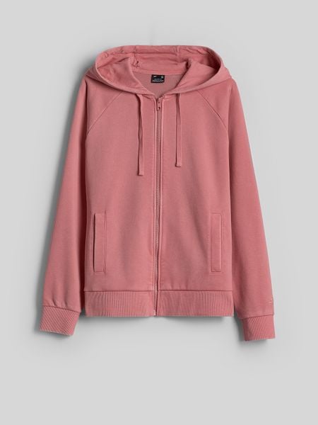 4F Bluza dresowa relaxed z kapturem damska - łososiowa XL. Brązowe bluzy z kapturem damskie 4f, xl, bez wzorów, z dresówki. Za 169.99 zł.