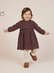 Bawełniana sukienka babydoll z motywem kwiatowym - brązowy. Brązowe sukienki dziewczęce Sinsay, bez wzorów, z bawełny, bez ramiączek. Za 15.99 zł.