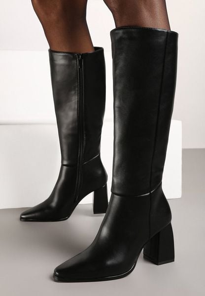 Czarne Kozaki na Obcasie z Dopasowaną Cholewką Lannita. Czarne kozaki damskie Born2be, bez obcasa, na obcasie. Za 99.99 zł.