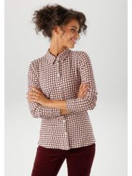 Aniston Bluzka w kolorze beżowo-pomarańczowym rozmiar: 40. Brązowe bluzki damskie Aniston, bez wzorów, z wiskozy, bez kołnierzyka, bez ramiączek. Za 82.99 zł.