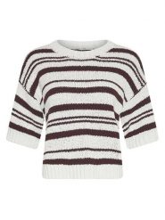 MOSS COPENHAGEN Sweter "Hannalie" w kolorze brązowo-kremowym rozmiar: S/M. Brązowe swetry klasyczne damskie MOSS COPENHAGEN, m, z bawełny, bez kołnierzyka. Za 184.89 zł.