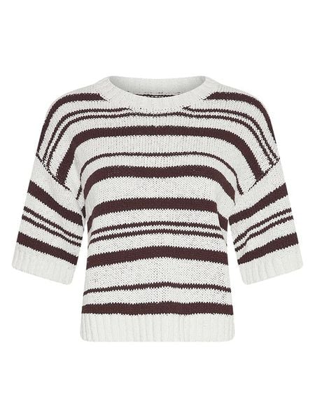 MOSS COPENHAGEN Sweter "Hannalie" w kolorze brązowo-kremowym rozmiar: S/M. Brązowe swetry klasyczne damskie MOSS COPENHAGEN, m, z bawełny, bez kołnierzyka. Za 166.88 zł.