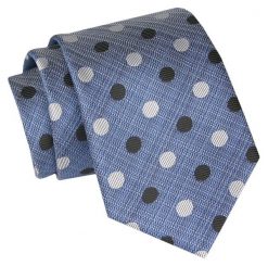 Krawat - ALTIES - Niebieski w Grochy. Niebieskie krawaty i muchy męskie Alties, bez wzorów, z tkaniny, eleganckie. Za 49.00 zł.