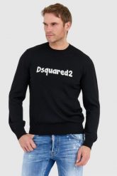 DSQUARED2 Czarny sweter męski cartoon pullover. Czarne swetry męskie Dsquared2, l, bez wzorów, z wełny, bez kołnierzyka. W wyprzedaży za 999.99 zł.