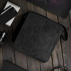 Torba męska na ramię do pracy czarna sp-07-bl. Czarne torby męskie na ramię bez wzorów, ze skóry, na ramię. Za 126.65 zł.