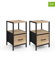 IDOMYA Essentials Stoliki nocne (2 szt.) "Iris" w kolorze jasnobrązowo-czarnym - 30 x 50 x 30 cm rozmiar: onesize. Brązowe koszule nocne damskie IDOMYA Essentials, bez wzorów, z materiału. Za 304.99 zł.