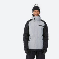 Kurtka snowboardowa męska Dreamscape SNB 100. Szare kurtki męskie DREAMSCAPE, m, bez wzorów, z materiału, bez kaptura, narciarskie. Za 249.99 zł.