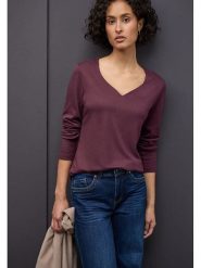 Street One Koszulka w kolorze fioletowym rozmiar: 42. Różowe bluzki damskie Street One, bez wzorów, z bawełny, street, bez kołnierzyka, bez ramiączek. Za 91.56 zł.