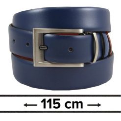 Pasek Dwustronny do Spodni Granatowo-Brązowy 115 cm, Elegancki, Męski, Skórzany -VICTORIO. Brązowe paski męskie Victorio, bez wzorów, ze skóry, eleganckie. Za 99.00 zł.