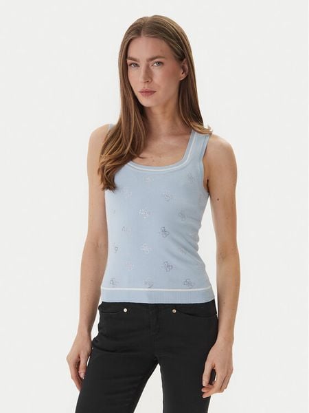 Guess Sweter W6GR17 Z0604 Błękitny Regular Fit. Niebieskie swetry klasyczne damskie Guess, s, z wiskozy, bez kołnierzyka. Za 469.99 zł.