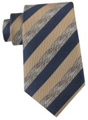 Krawat Męski - Angelo di Monti - Pasy, Granat z Beżem. Niebieskie krawaty i muchy męskie Angelo di Monti, bez wzorów, z tkaniny, eleganckie. Za 45.00 zł.