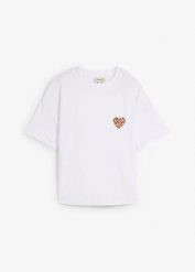 Krótki T-shirt z elastycznej mieszanki wiskozy. Białe t-shirty damskie bonprix, bez wzorów, z wiskozy, bez kołnierzyka. Za 44.99 zł.