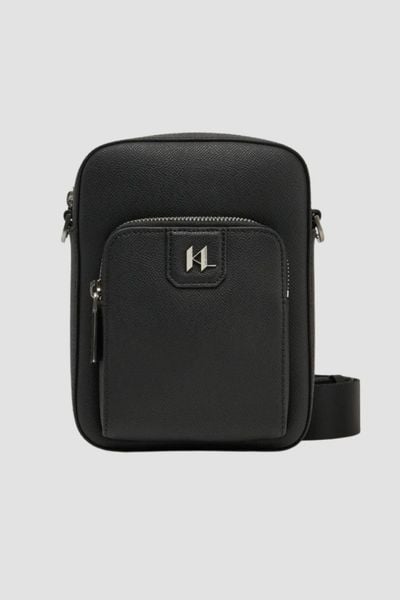 KARL LAGERFELD Saszetka męska skórzana z logo. Czarne saszetki męskie Karl Lagerfeld, ze skóry. W wyprzedaży za 729.99 zł.