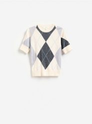 Wełniany sweter w romby - wielobarwny. Swetry klasyczne damskie Reserved, l, z wełny, bez kołnierzyka. Za 179.99 zł.