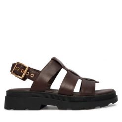 Sandały Clarks. Brązowe sandały damskie Clarks, bez wzorów, bez obcasa, na płaskiej podeszwie. Za 389.99 zł.