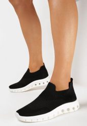 Czarne Buty Sportowe ze Skarpetkową Cholewką do Kostki Eirona. Czarne buty sportowe na co dzień damskie Born2be, bez wzorów. Za 59.99 zł.