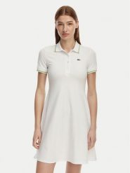 Lacoste Sukienka codzienna EF5288 Biały Regular Fit. Białe sukienki damskie Lacoste, na co dzień, bez wzorów, z bawełny, bez kołnierzyka, bez ramiączek, proste. Za 689.99 zł.