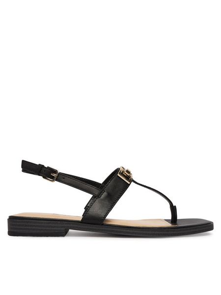 Guess Sandały FLJRMY LEA03 Czarny. Czarne sandały damskie Guess, z aplikacjami, ze skóry, bez obcasa, na płaskiej podeszwie. Za 519.99 zł.