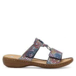 Klapki Rieker. Klapki damskie Rieker, bez wzorów, bez obcasa. Za 289.99 zł.