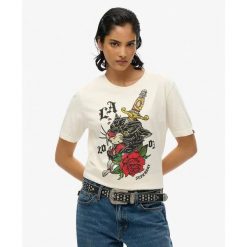 Damska koszulka na co dzień Superdry Neo Trad Tattoo. Białe t-shirty damskie Superdry., s, bez wzorów, bez kołnierzyka. Za 146.45 zł.
