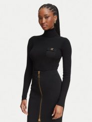 Elisabetta Franchi Golf MK-05B-66E2-V350 Czarny Slim Fit. Czarne golfy damskie Elisabetta Franchi, bez wzorów, z lyocellu, bez ramiączek. Za 1,499.00 zł.