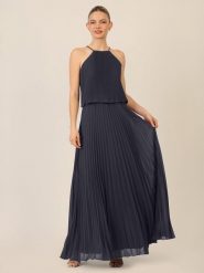 APART Sukienka plisowana w kolorze granatowym rozmiar: 46. Niebieskie sukienki damskie Apart, bez wzorów, bez kołnierzyka, bez ramiączek, maxi. Za 369.99 zł.