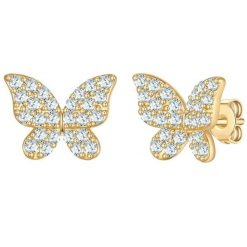 Yokoamii Kolczyki sztyfty motyl z pozlacanego mosiadzu z cyrkonia 1 ct Damski. Białe kolczyki damskie Yokoamii, z cyrkonią, pozłacane, na sztyftcie. Za 129.99 zł.