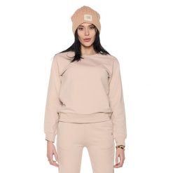 Bluza z bawełna z zamek błyskawiczny na co dzień. Brązowe bluzy bez kaptura damskie LEONE 1947 APPAREL, bez wzorów, z bawełny, bez ramiączek, bez kaptura. W wyprzedaży za 112.15 zł.