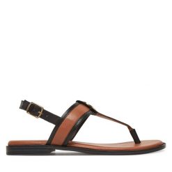 Sandały Beverly Hills Polo Club. Brązowe sandały damskie Beverly Hills Polo Club, bez wzorów, bez obcasa, na płaskiej podeszwie. Za 229.99 zł.