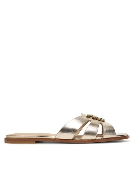 PINKO Klapki Milly 04 SD0463P049 Złoty. Żółte klapki damskie Pinko, bez wzorów, ze skóry, bez obcasa. Za 919.99 zł.