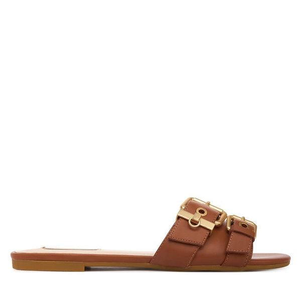 Klapki Liu Jo. Brązowe klapki damskie Liu Jo, bez wzorów, bez obcasa. Za 519.99 zł.